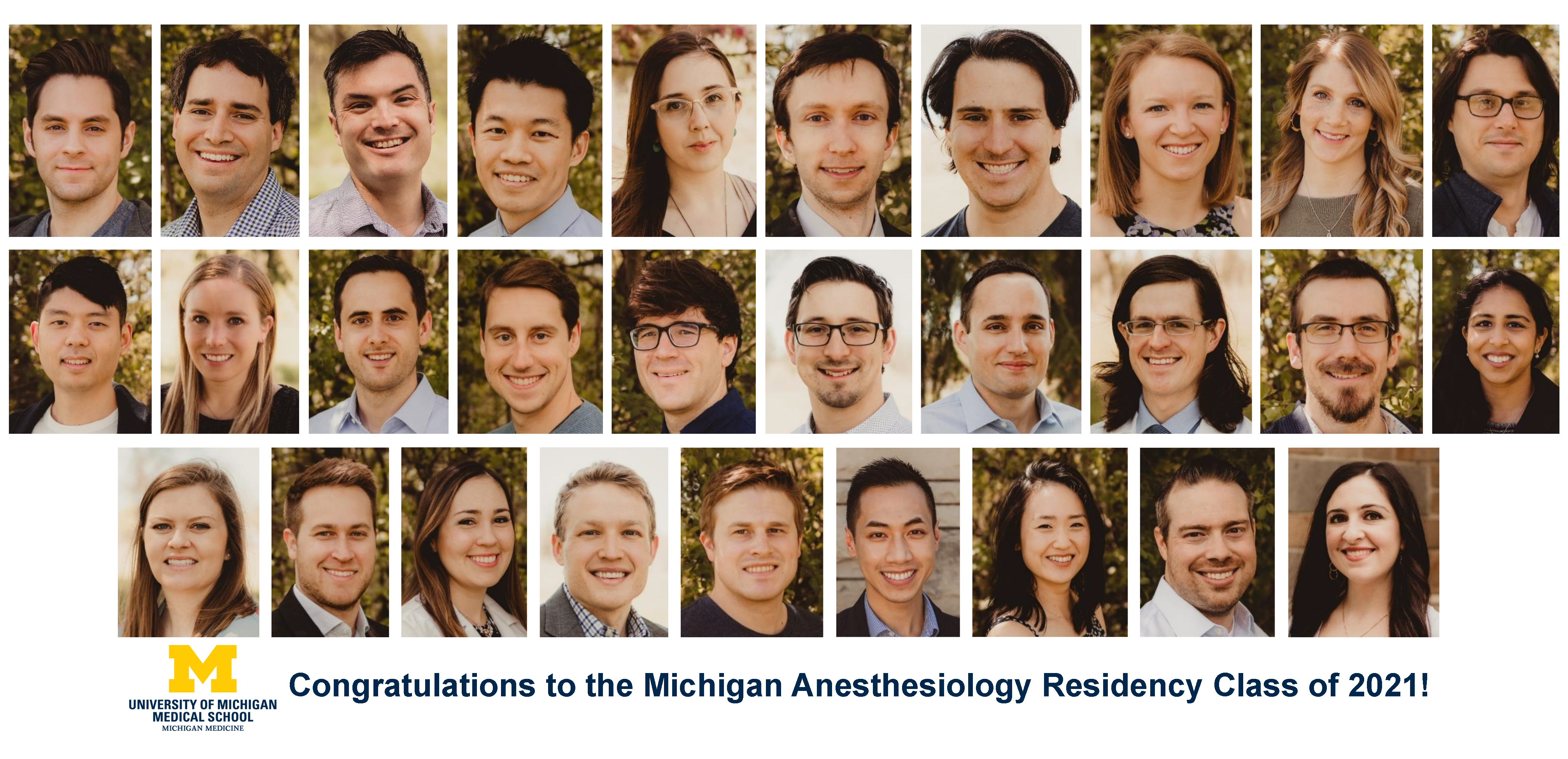 2021 U-M Anesthesiology Residency Graduates