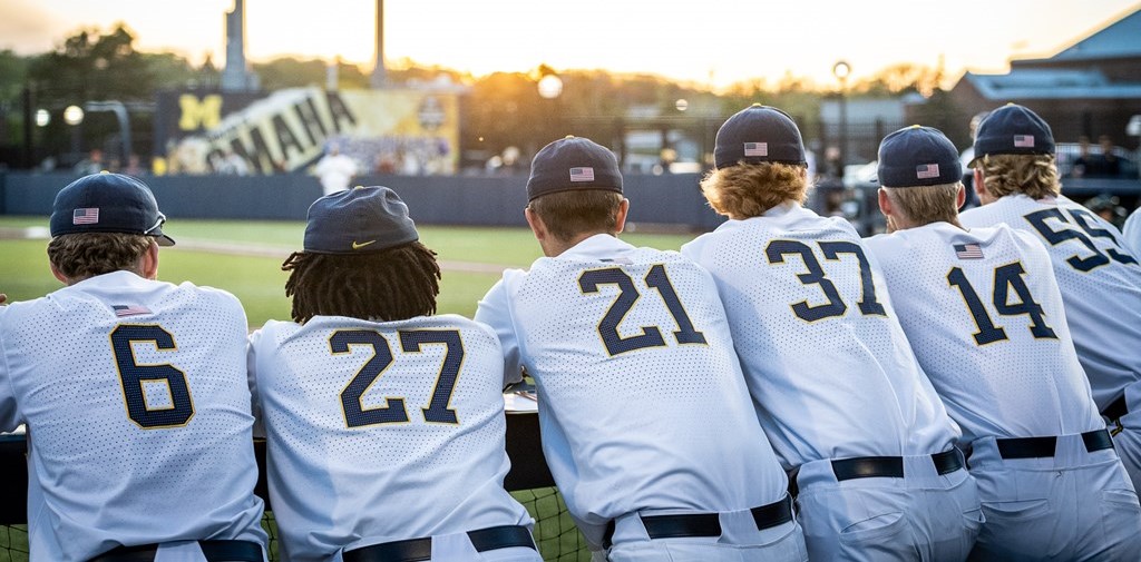 photo of U-M players watching the StrikeOut ALS baseball game 