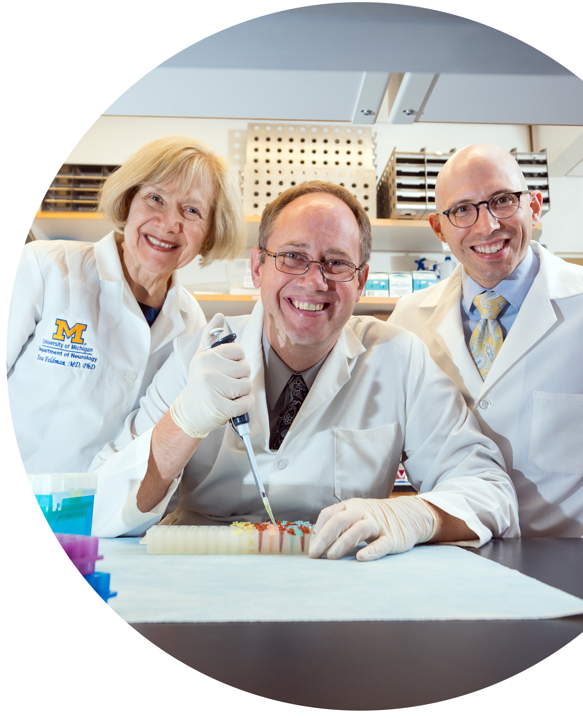 Drs. Eva Feldman, Ben Murdock, Stephen Goutman in lab