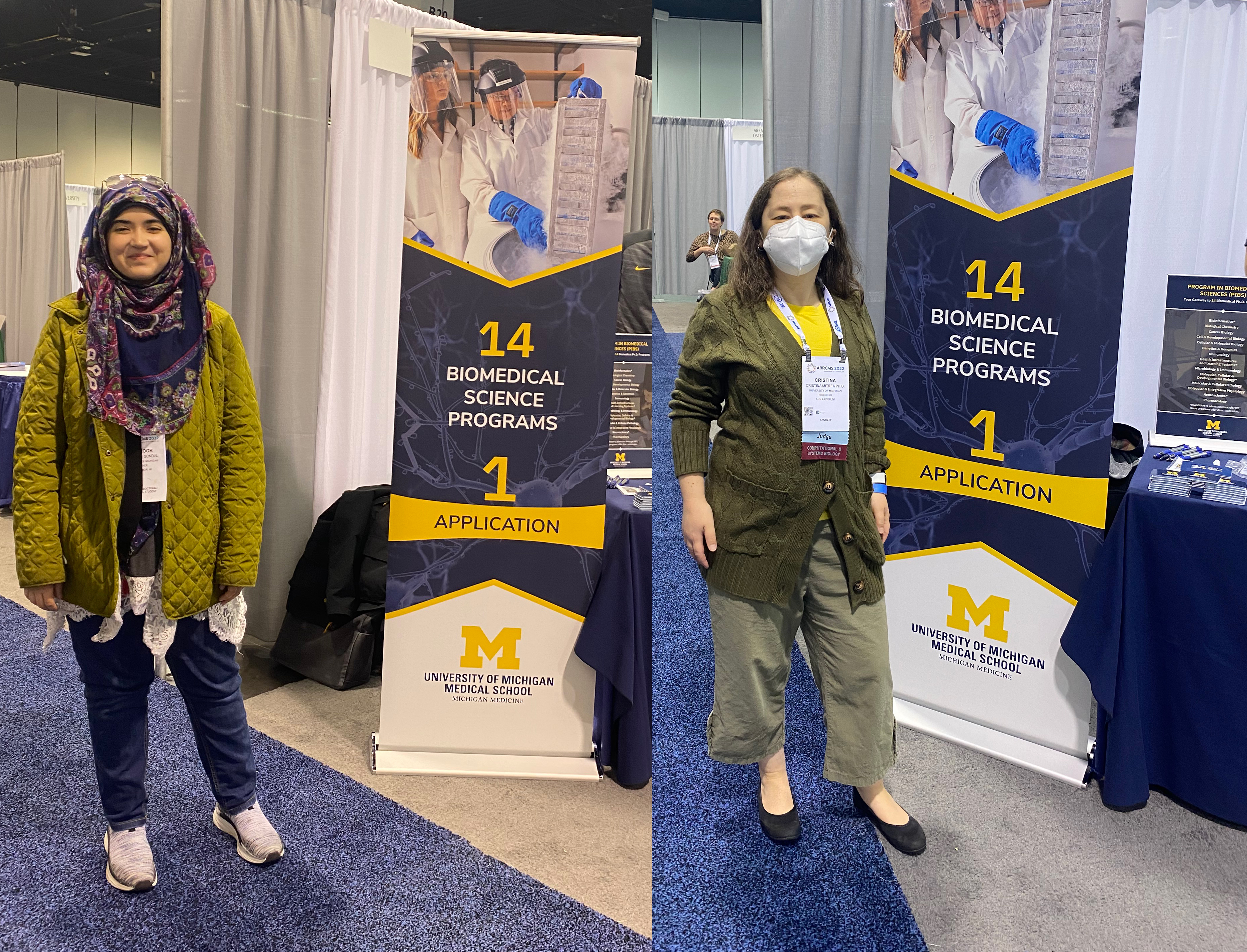  Mahnoor Gondal (left) and Cristina Mitrea (right) at U-M PIBS booth at ABRCMS conference, Anaheim, CA, November 2022 