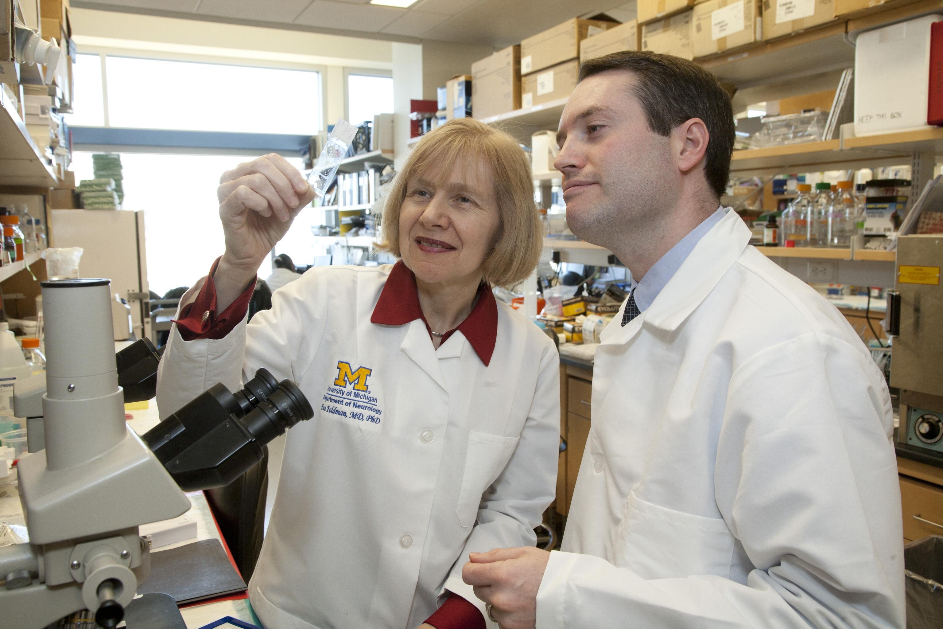 Drs. Eva Feldman and Brian Callaghan in the NeuroNetwork for Emerging Therapies Lab
