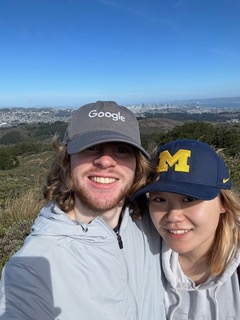 Hanrui Zhang and her fiance, hiking in the San Bruno Mountains, CA