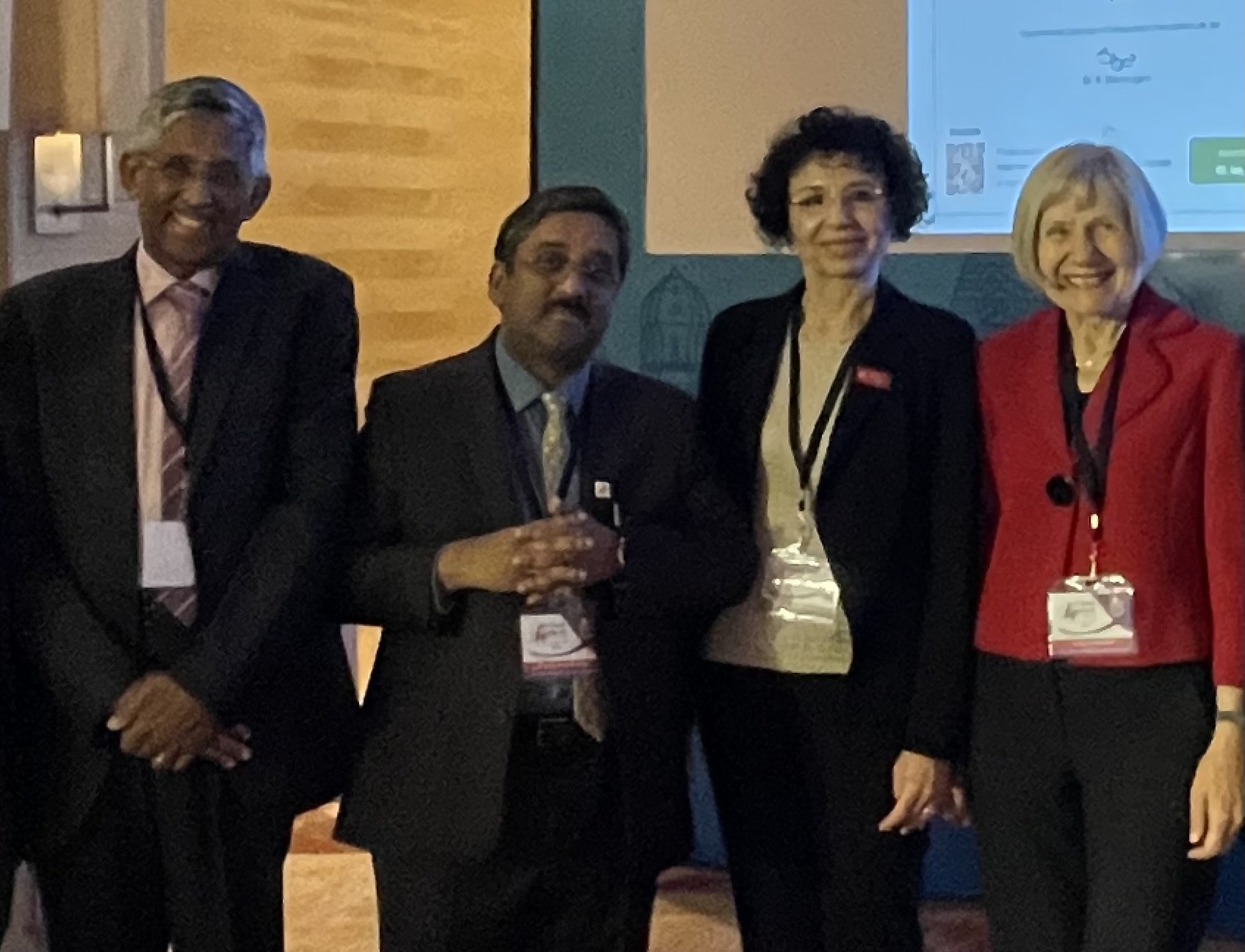 Photo of Drs.Drs. V. Mohan, Vijay Viswanathan, Rodica Pop-Busui, Eva Feldman at the 2023 Diabetes Foot Conference