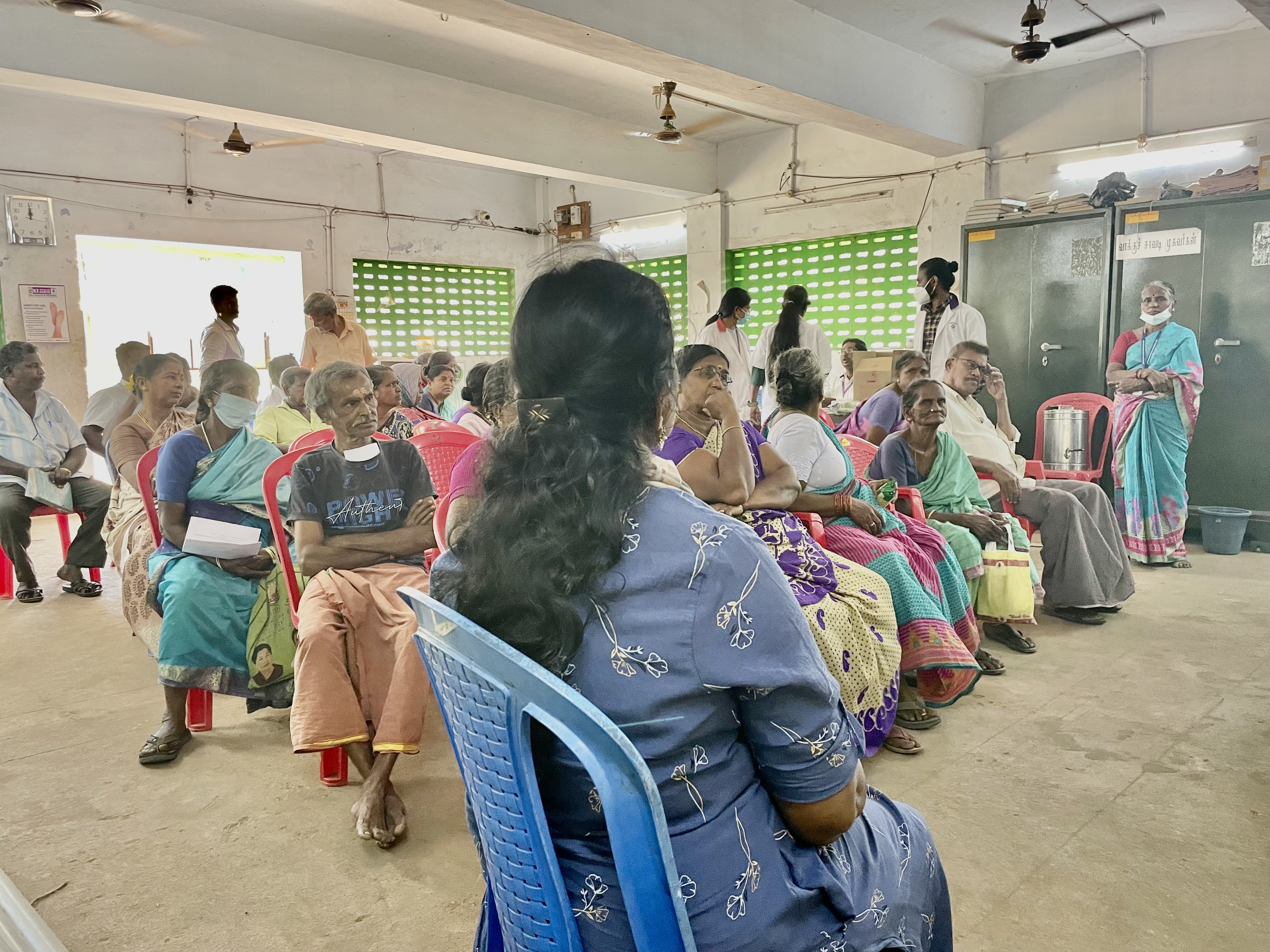 Community Center in Gummidipoondi served as the location for an information session as part of the morning “camp” for persons interested in diabetes and its complications.