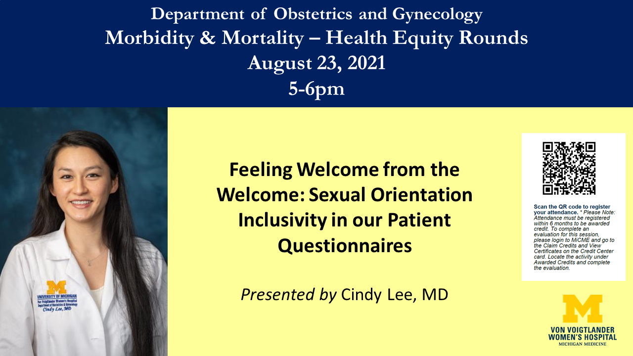 August Health Equity Rounds Presented by Dr. Cindy Lee | Obstetrics and  Gynecology | Michigan Medicine | University of Michigan