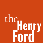 orange square with words the henry ford on right bottom corner as the logo of the henry ford
