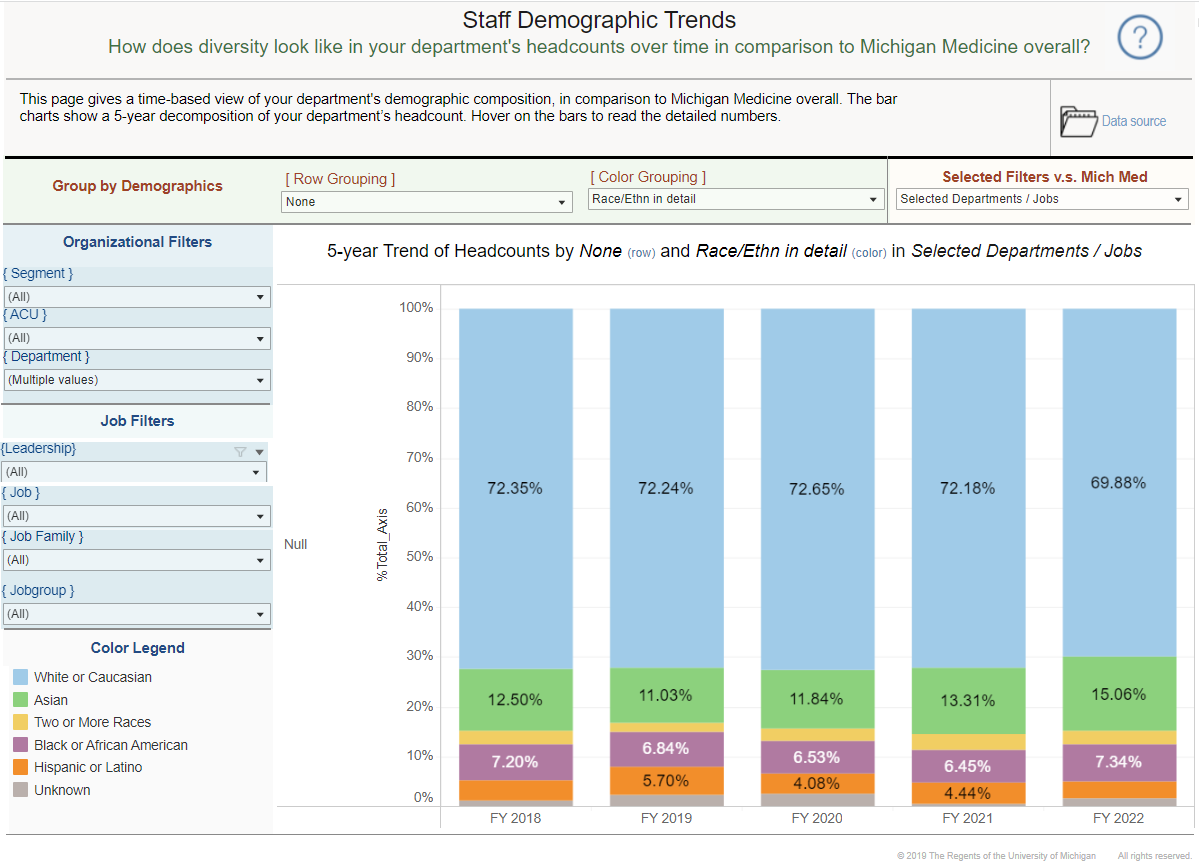 Staff demographics by ethnicity