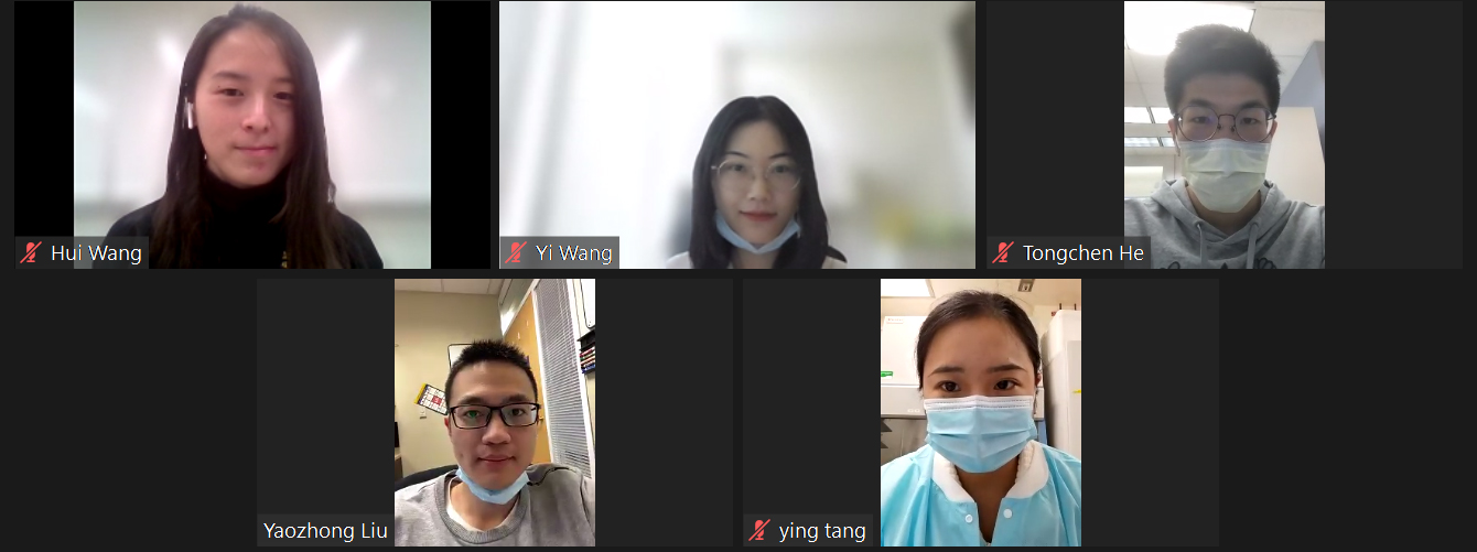 Five visiting students from the Xiangya School of Medicine on a UMMS orientation Zoom session