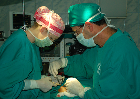 Surgeons in the operating room in Peru