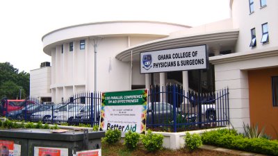 image of building with sign reading ghana college of physicians and surgeons