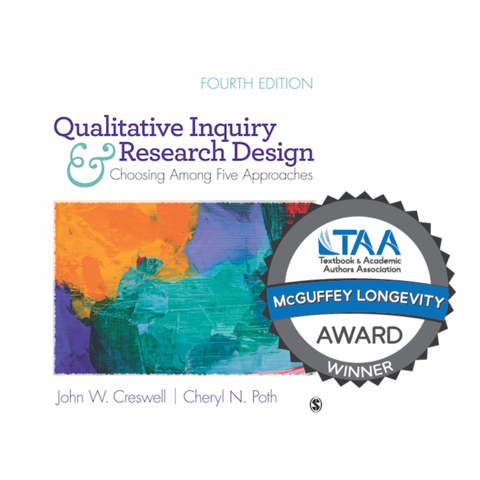 Qualitative inquiry and research design fourth edition textbook with TAA seal reading McGuffey Longevity Award Winner
