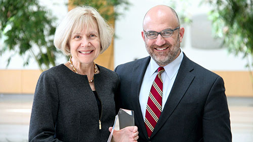 Dr. Eva Feldman Receiving 2019 MICHR Award from Dr. George Mashour