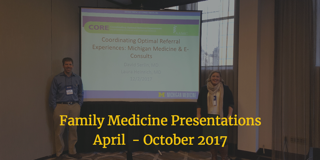 Family Medicine Presentations April - October, 2017