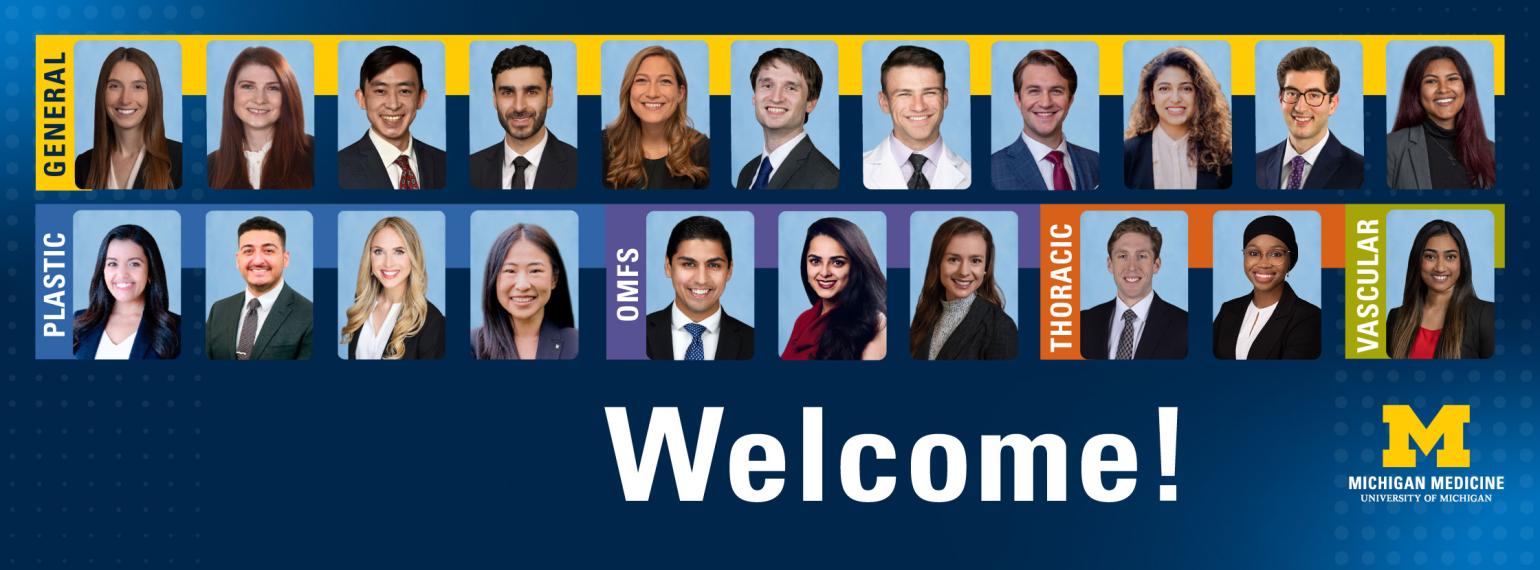 Welcome U-M Match Day 2023 residents for General Surgery, Oral & Maxillofacial Surgery, Plastic Surgery, Thoracic Surgery, and Vascular Surgery