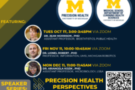 Graphic showing the speaker series for Precision Health, Fall 2023