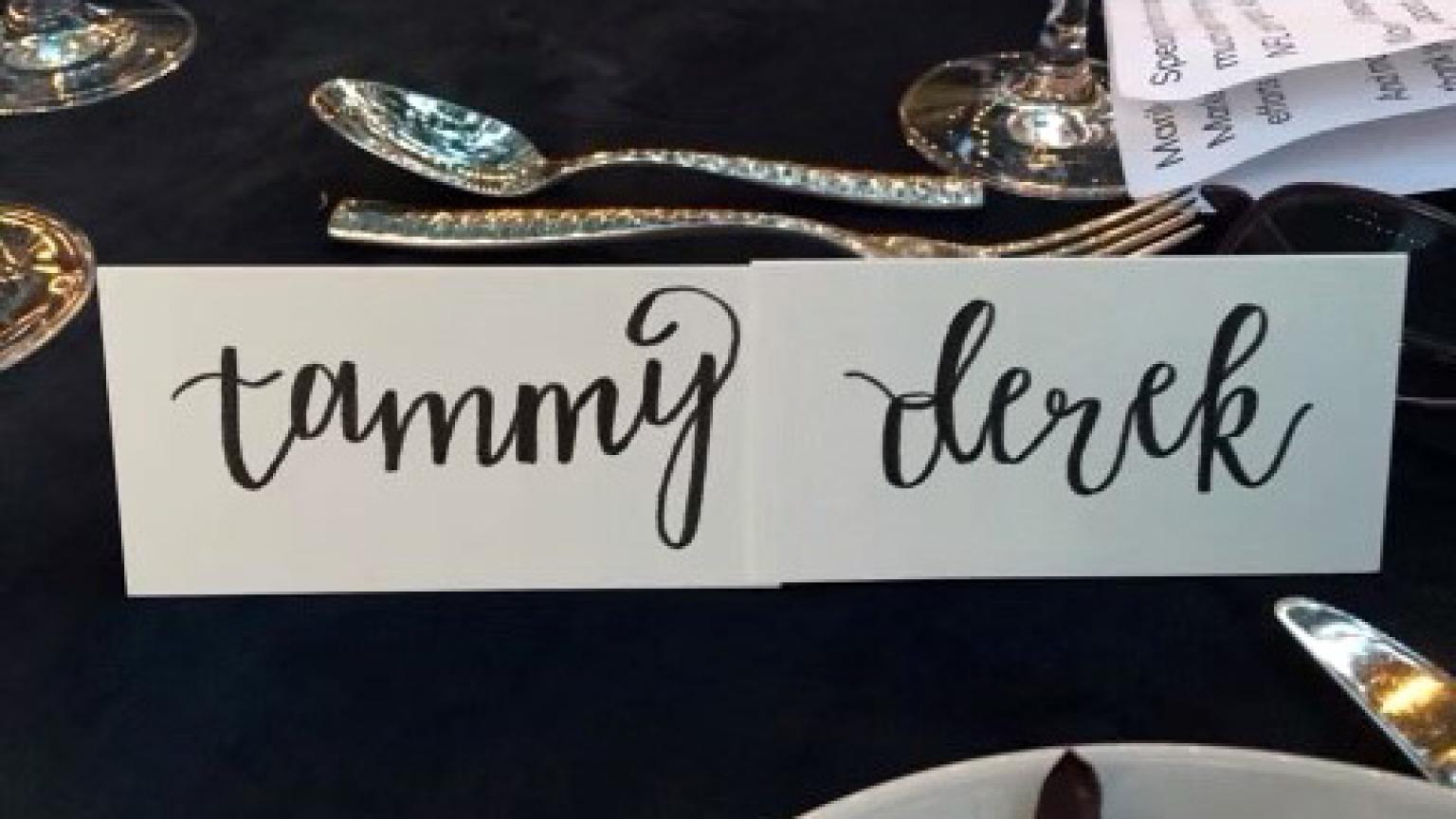 Derek and Tammy Wood place cards