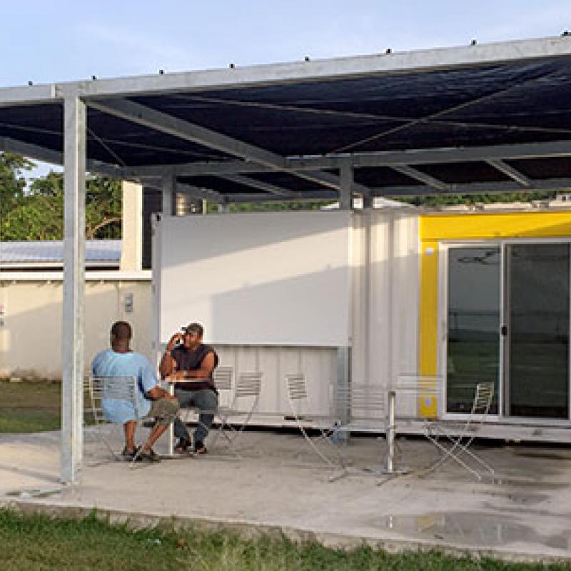 Shipping container clinic in Jamaica