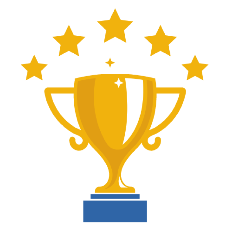 Yellow trophy icon drawn with stars