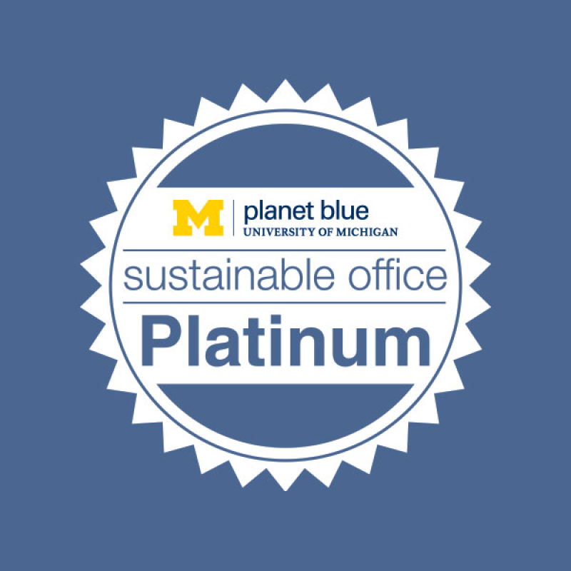 University of Michigan Office of Sustainability Platinum Level certification badge