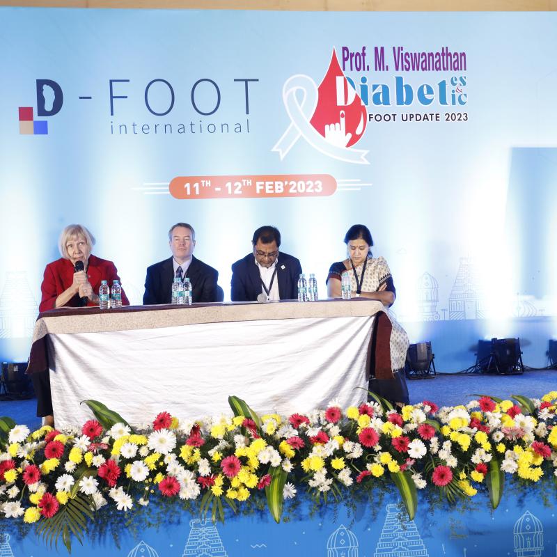 photo of Dr. Eva Feldman speaking at the Diabetic Foot Conference in India