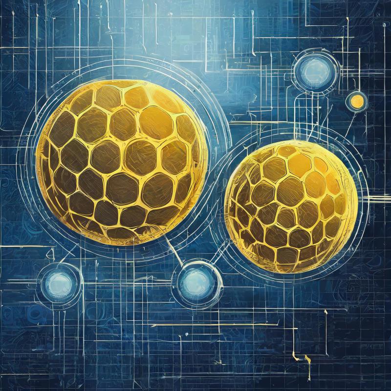 AI generated artistic illustration of twin cells in blueprint style