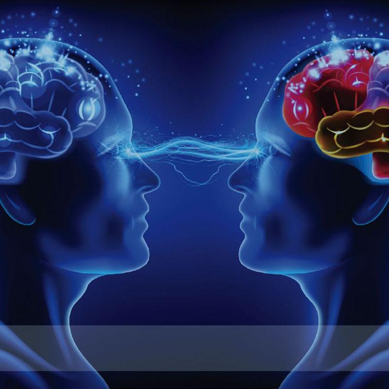 Image of two brains communicating