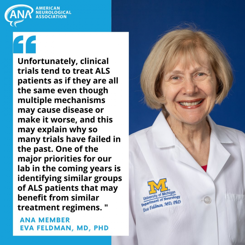 American Neurological Association (ANA) twitter image of Dr. Eva Feldman's Q&A for ALS Awareness Month