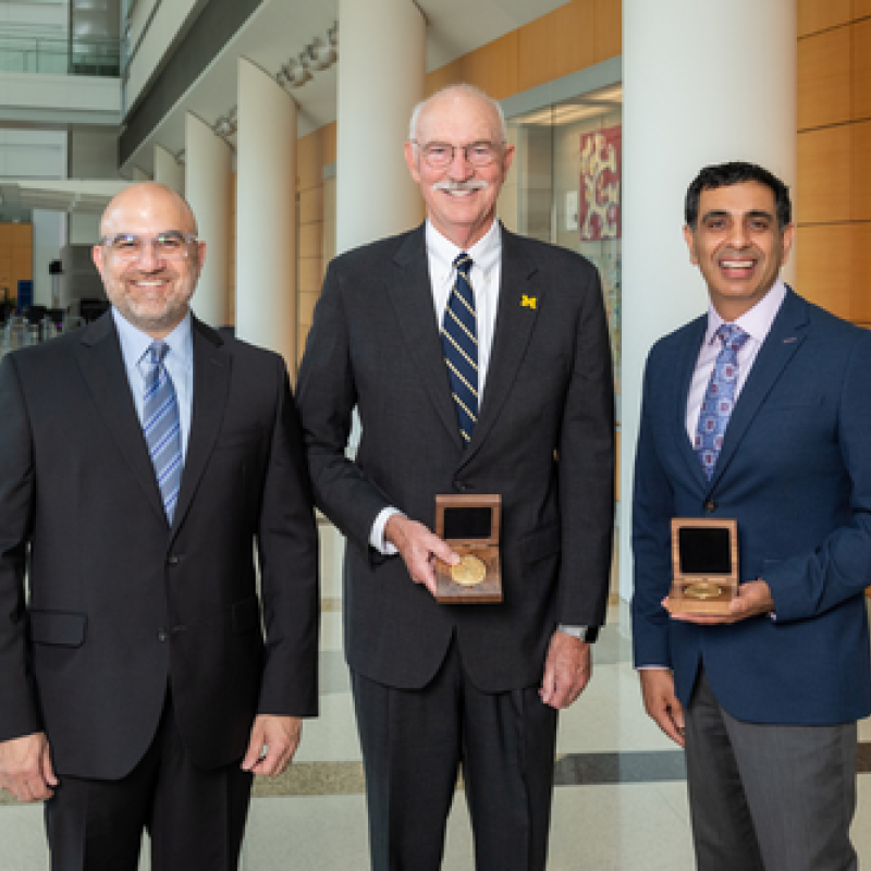 Anesthesia Chair George Mashour with Kevin Tremper and Sachin Kheterpal at the Tremper Professorship Inauguration