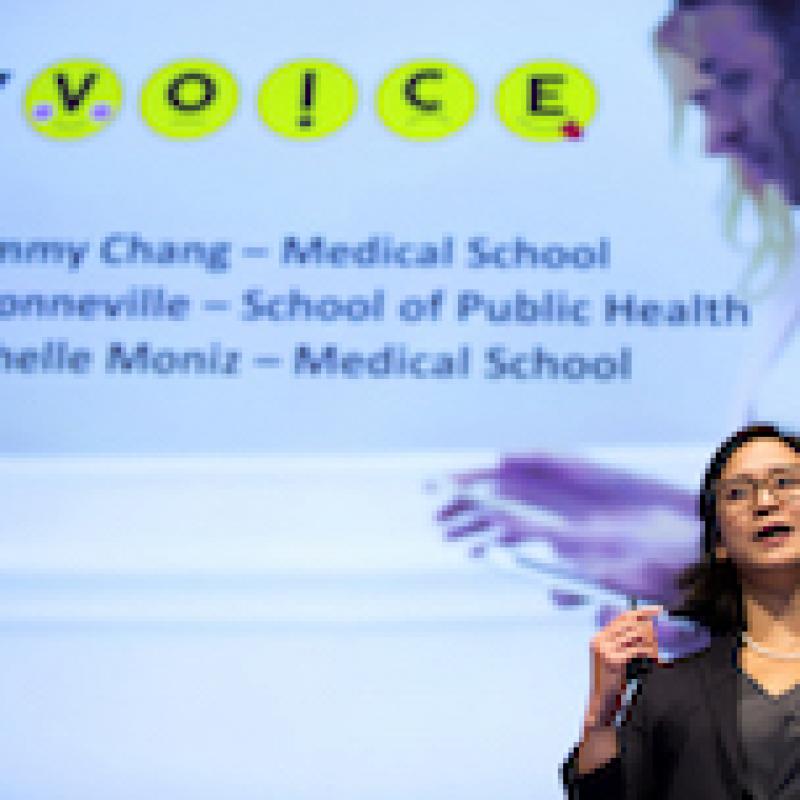 lede image of tammy chang presenting myvoice at mcubed