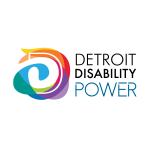 Detroit Disability Power Logo, a swooping circle in rainbow colors