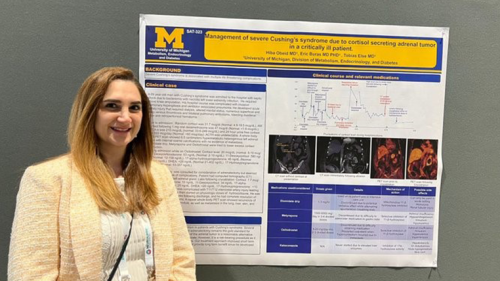 Dr. Hiba Obeid with her poster at ENDO 2023