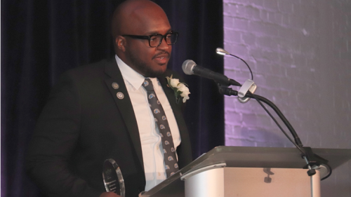 Dr. Alton Johnson receives the Kent State University College of Podiatric Medicine Young Physician Professional Achievement Award