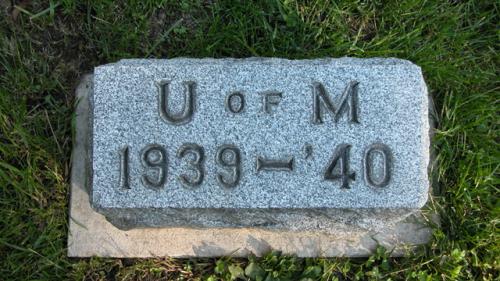 Fairview Cemetery U of M gravestone 1939-40