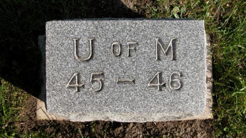 Fairview Cemetery U of M gravestone 1945-46