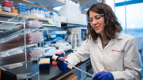 Dr. Jillian Pearring in her lab at the Kellogg Eye Center