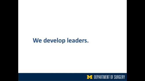 "We develop leaders" - fifth slide of "This Is What We Stand For" presentation