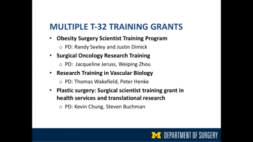 Multiple T-32 Training Grants - twelfth slide of "This Is What We Stand For" presentation